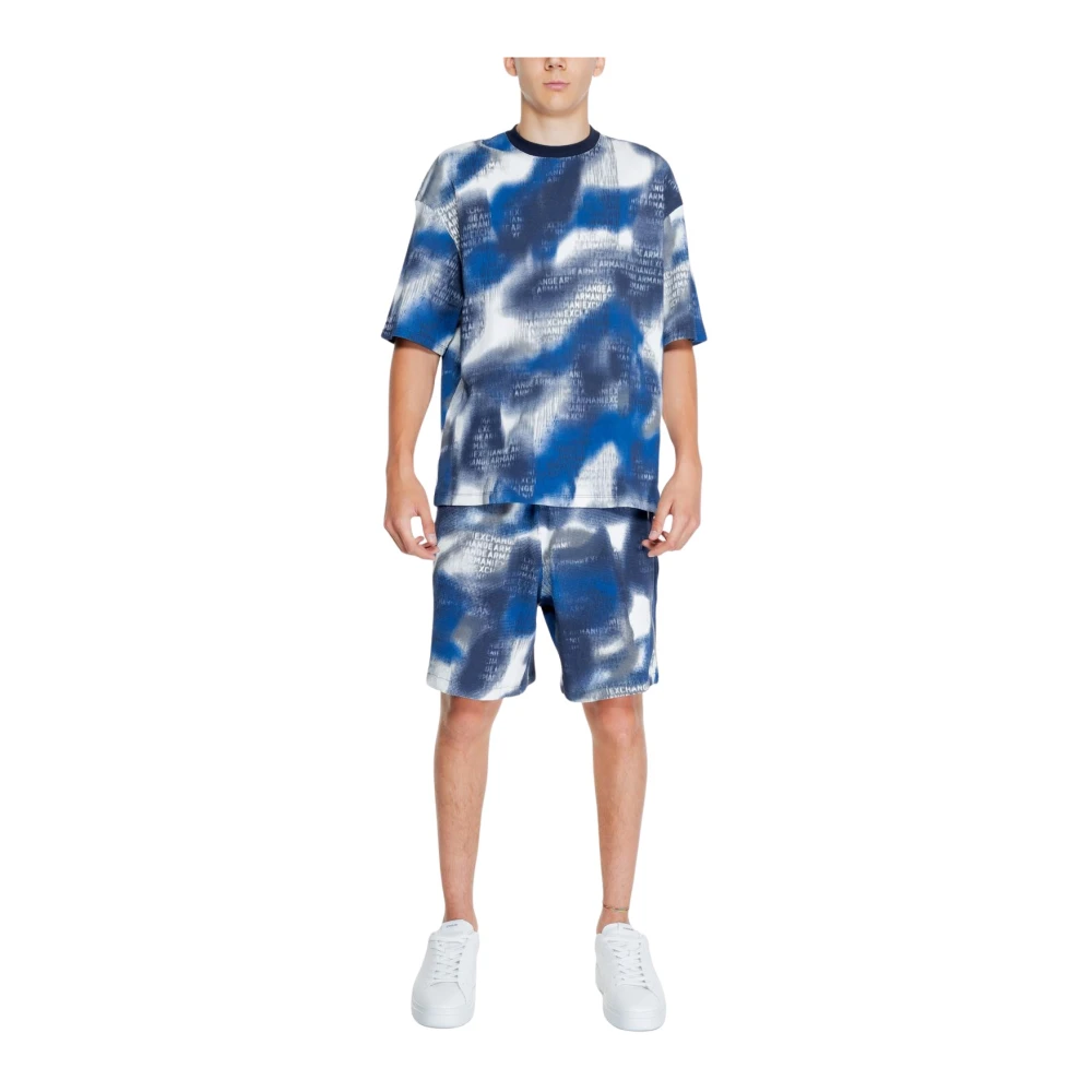 Armani Exchange Uomo Blu Logoprint Tshirt Shorts Set