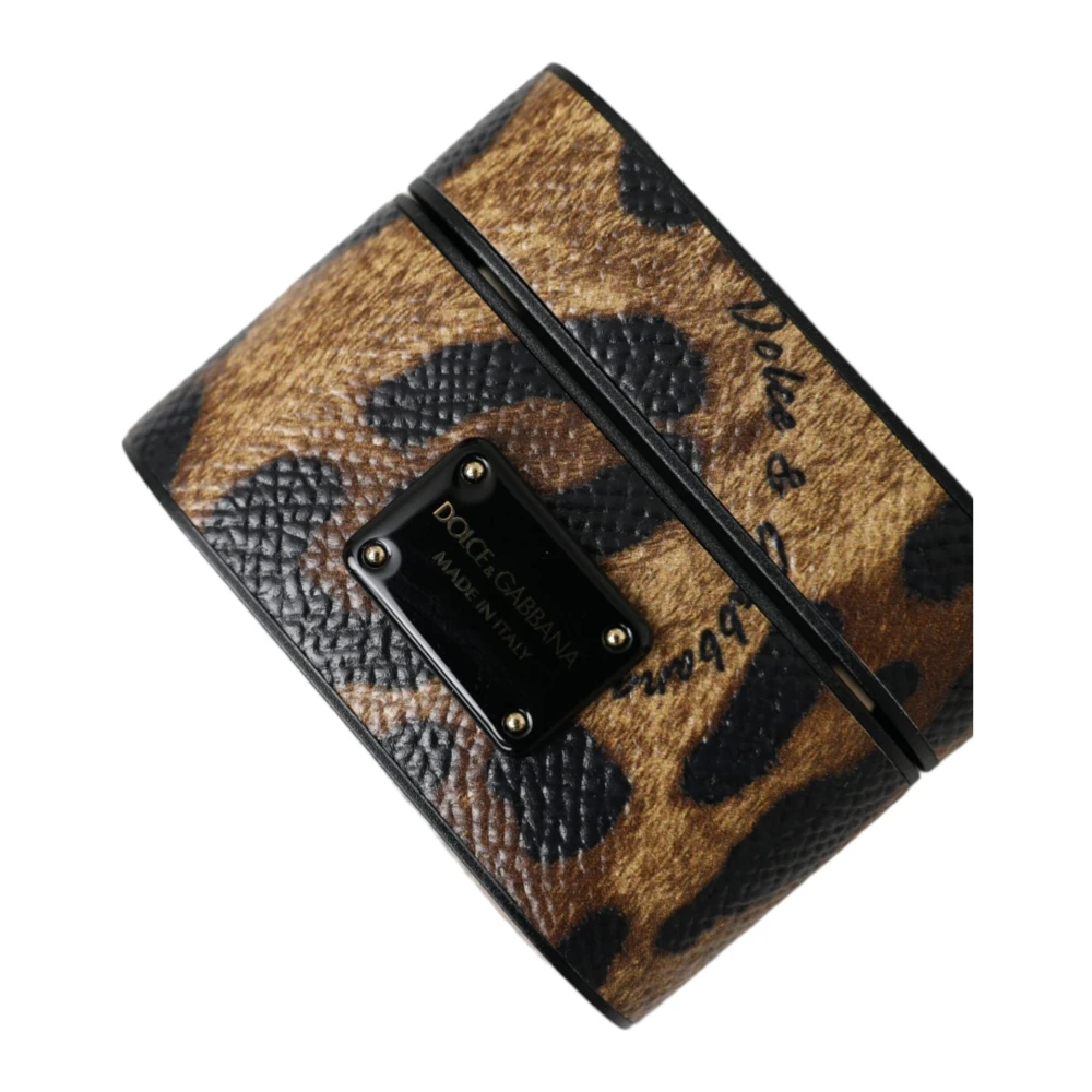 Dolce & Gabbana Leopard Print AirPods Hoesje Brown Dames
