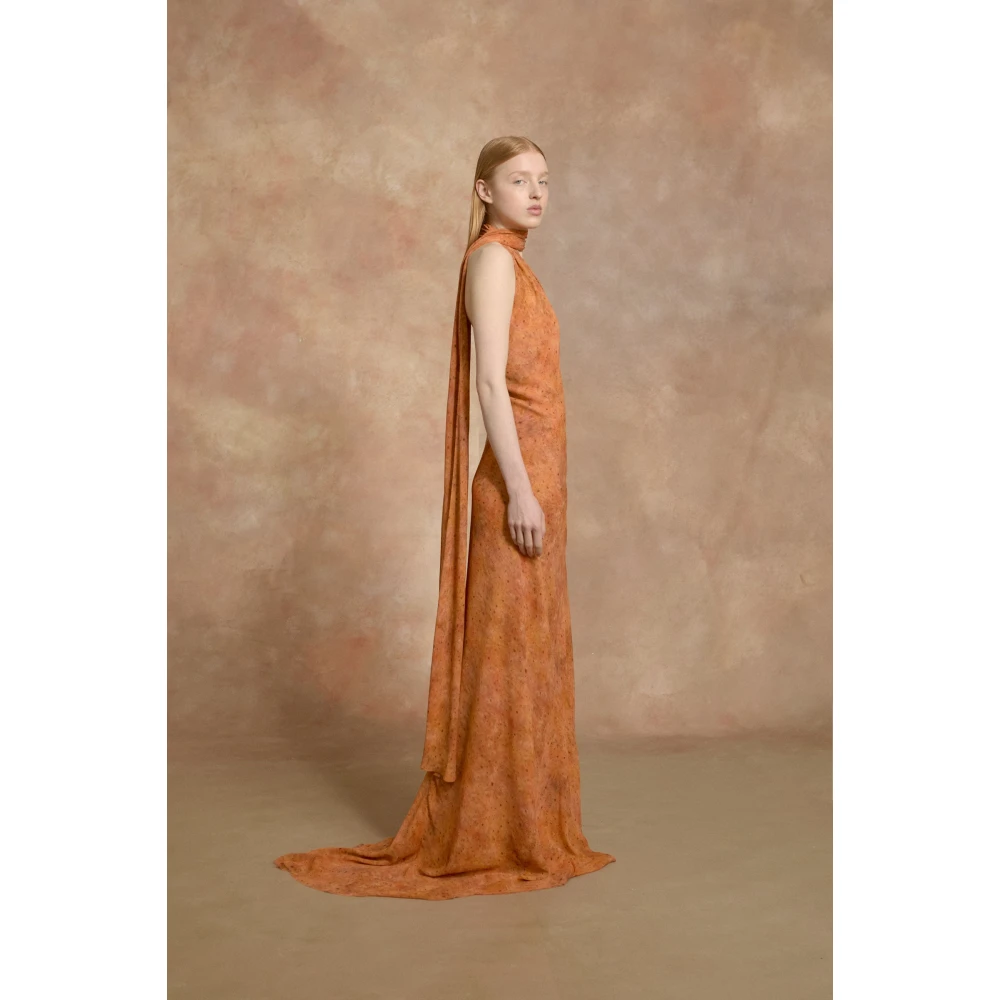 Cortana Lara lange jurk sora print Orange Dames