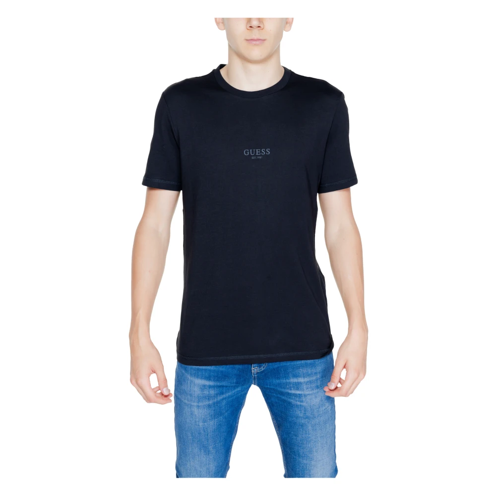 Guess Men's Black Cotton Short Sleeve Tee