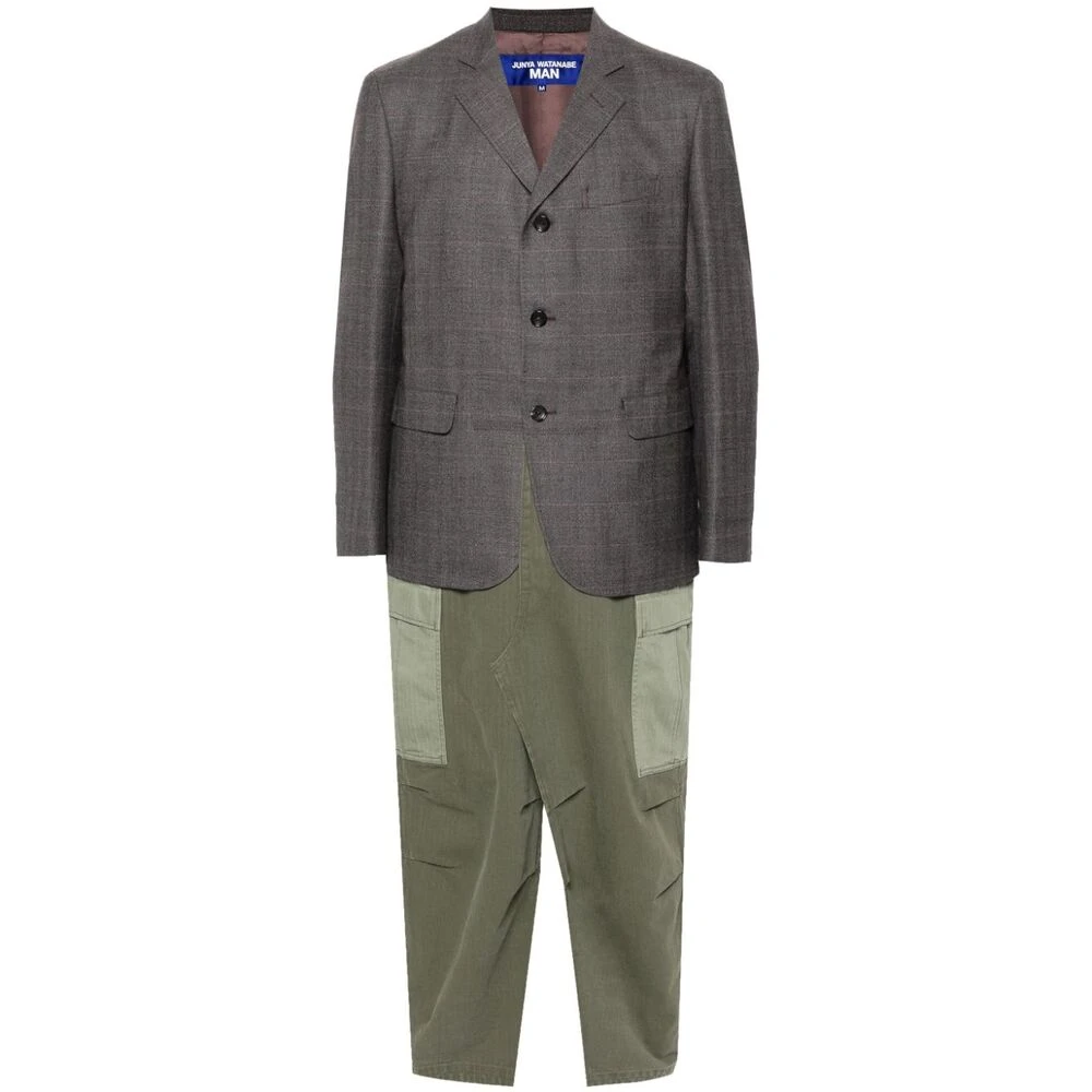 Junya Watanabe Geruite Wol Jas met Panelen Multicolor Heren