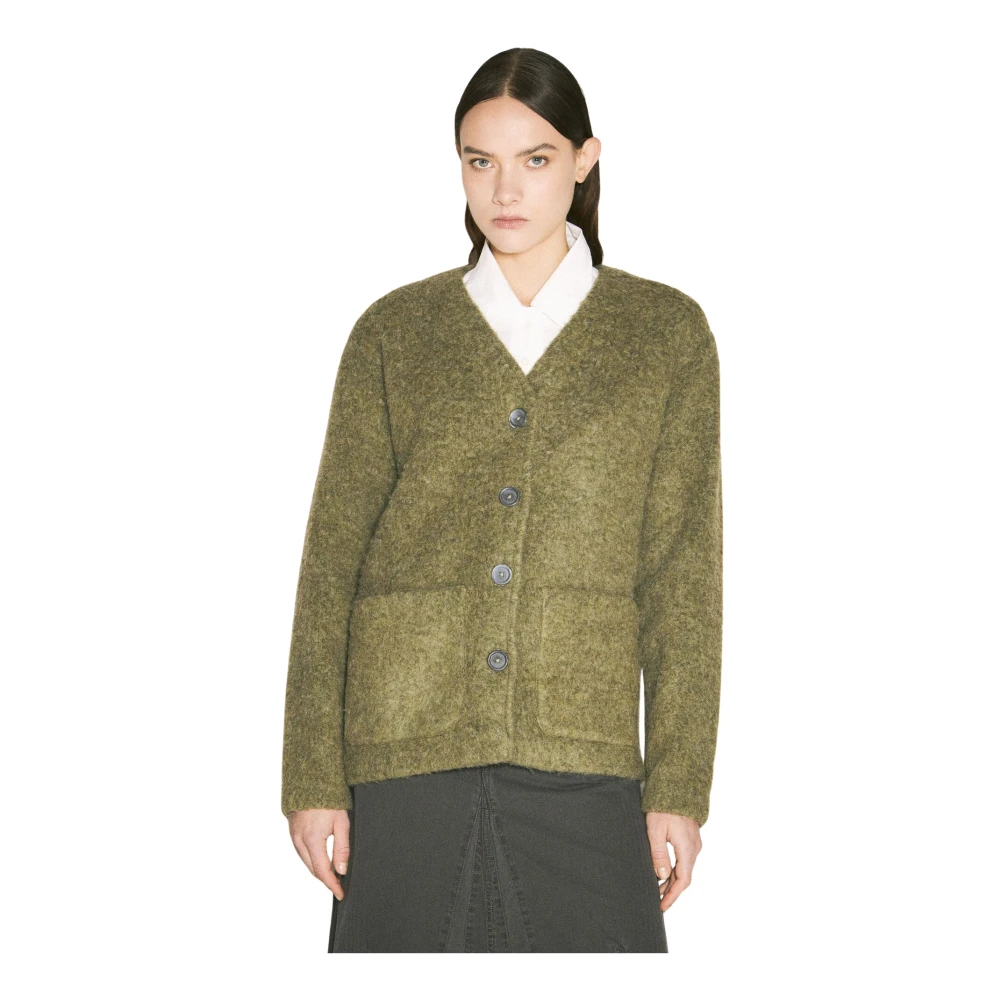 Our Legacy Gezellige Fuzzy Cardigan Sweater Green Dames