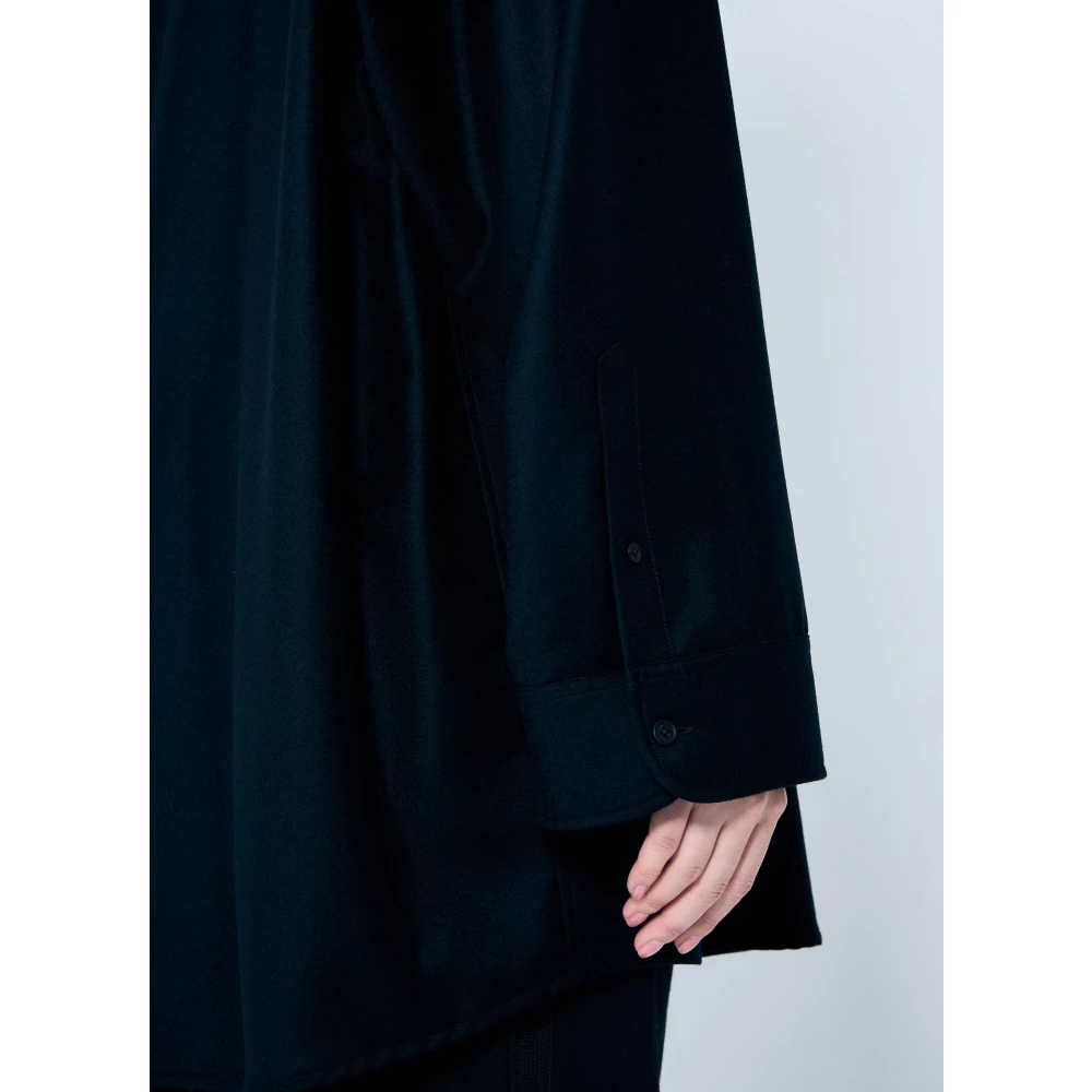 The Row Wollen Flanellen Caroline Shirt Black Dames