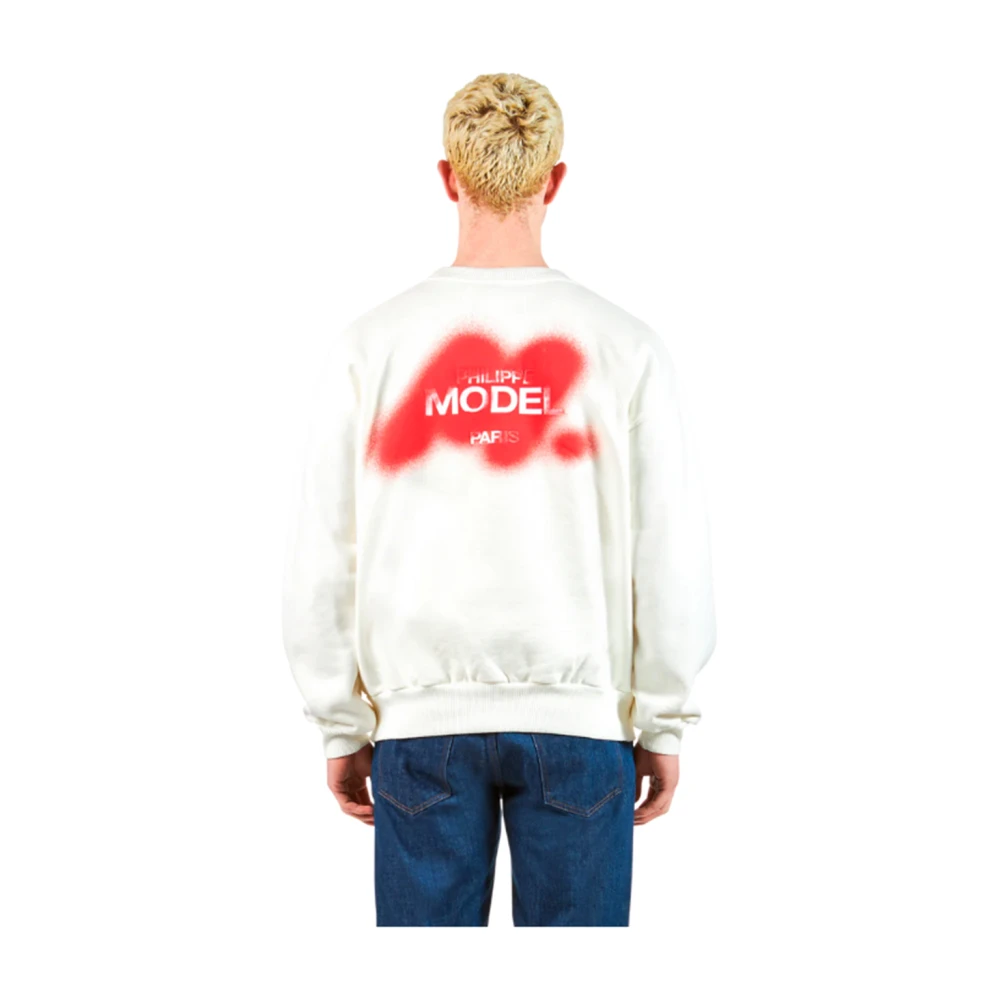Philippe Model Contrast Print Sweater Wit White Heren