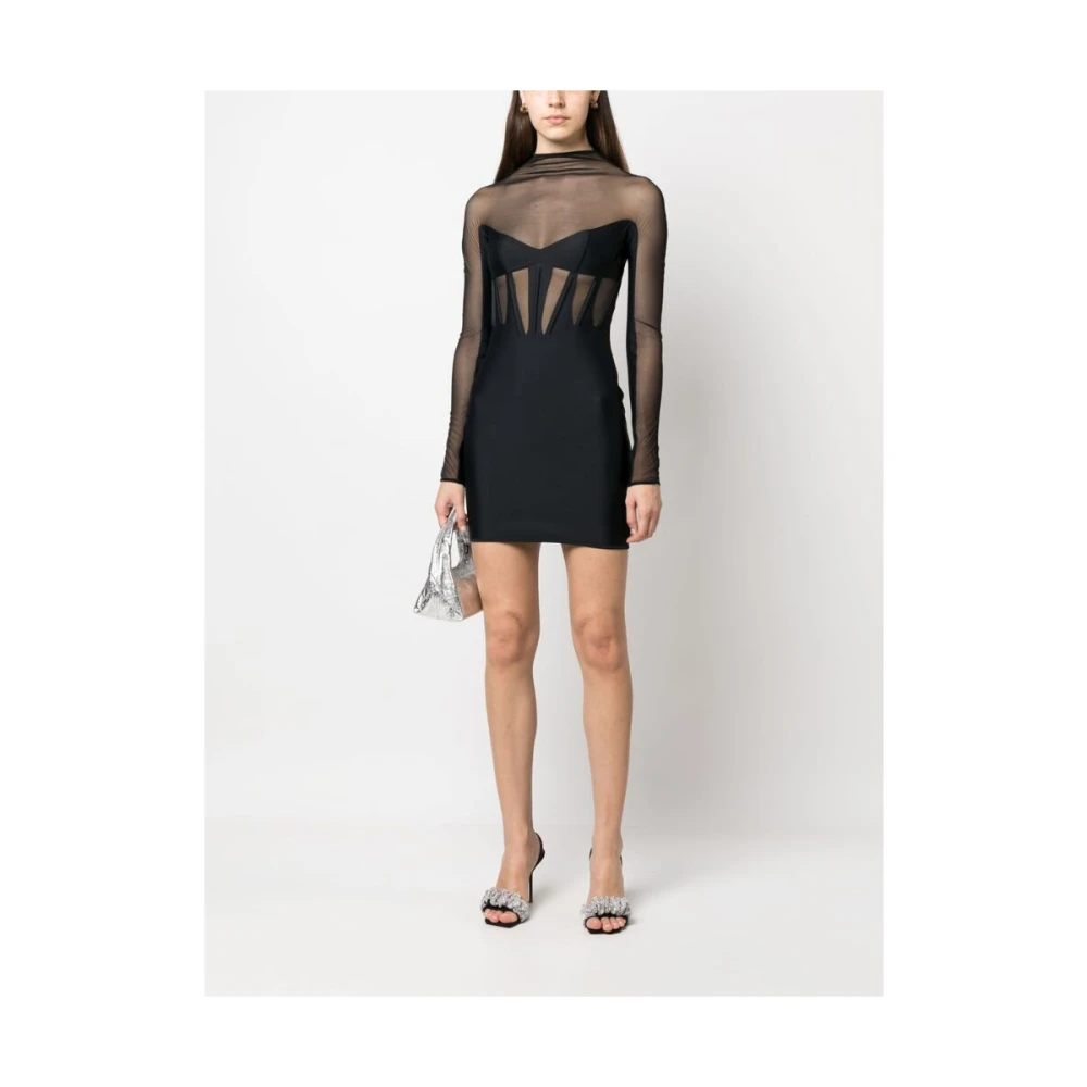 Mugler Zwarte Cut-Out Hoge Hals Jurk Black Dames