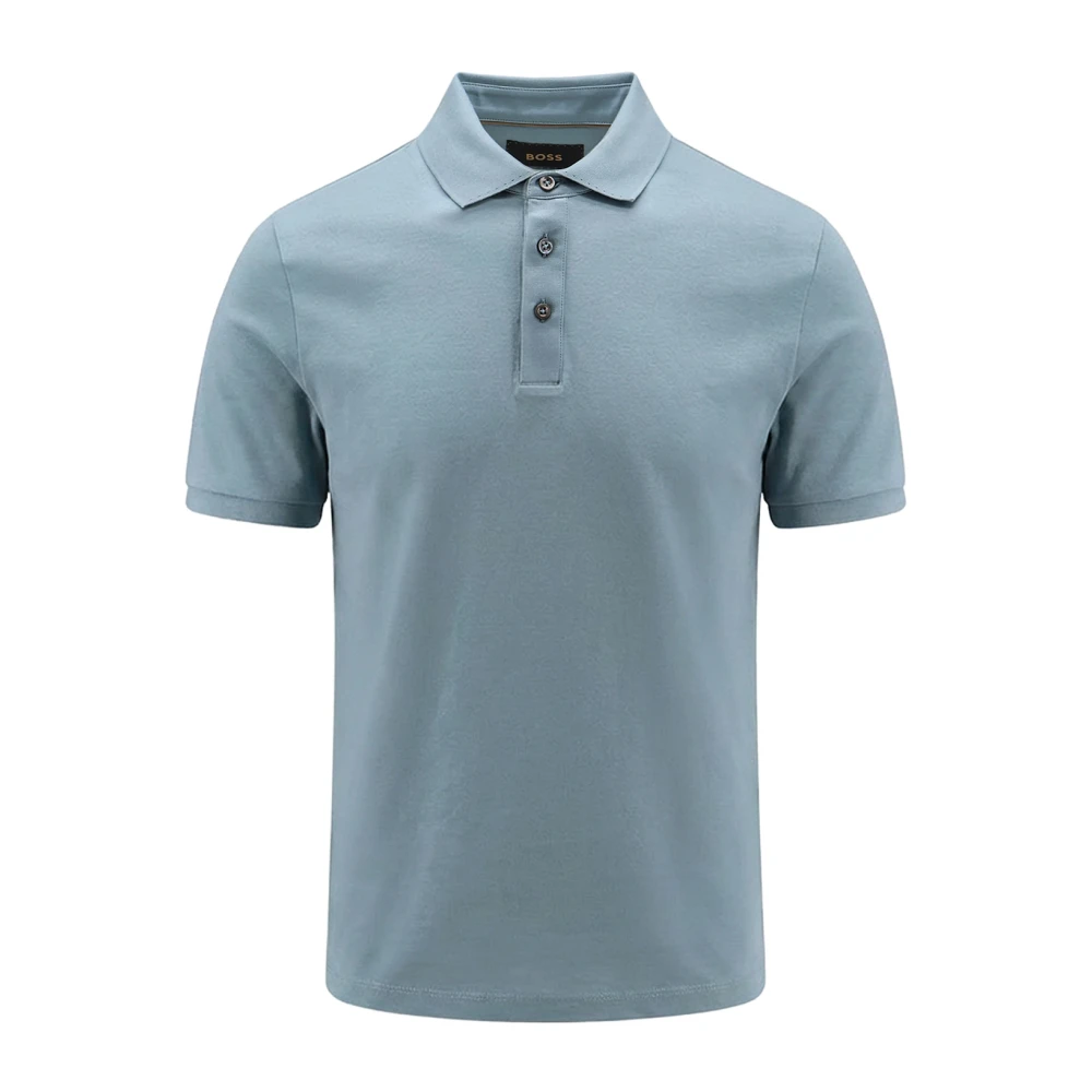 Hugo Men's Blue Polo Shirts, L, Ribbed-Collar Polo Shirt