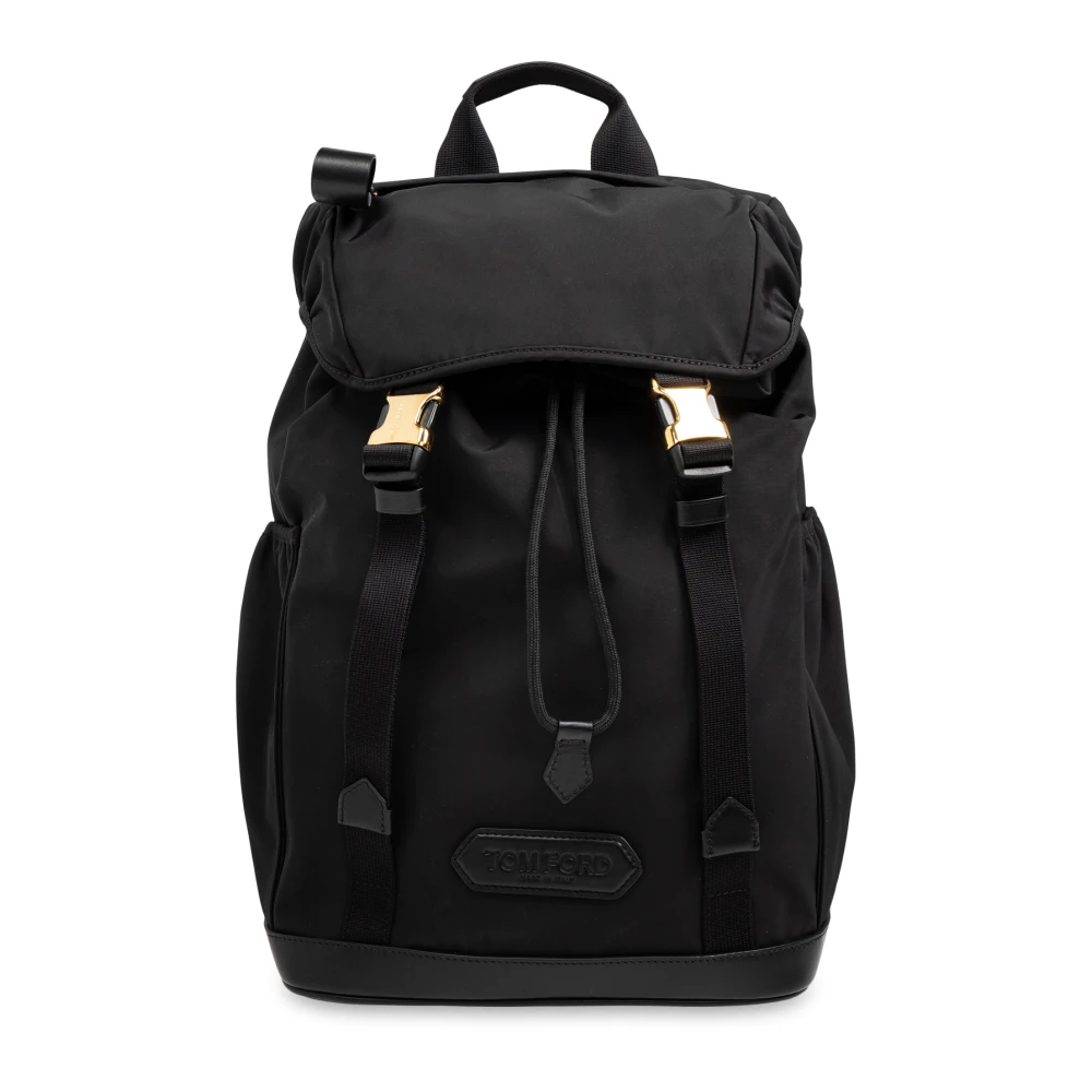 Tom Ford Rugzak met logo patch Black Heren