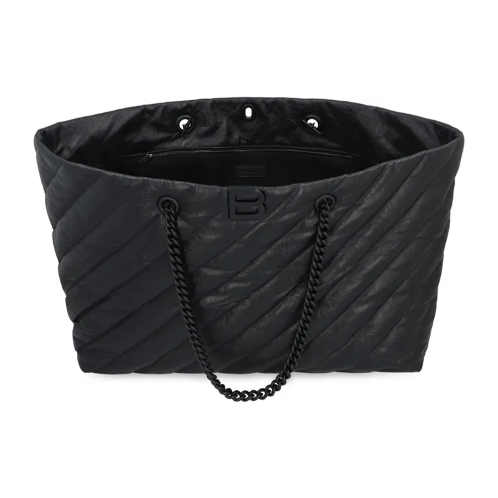 Balenciaga Leren Tote Bag met Kettinghengels Black Dames