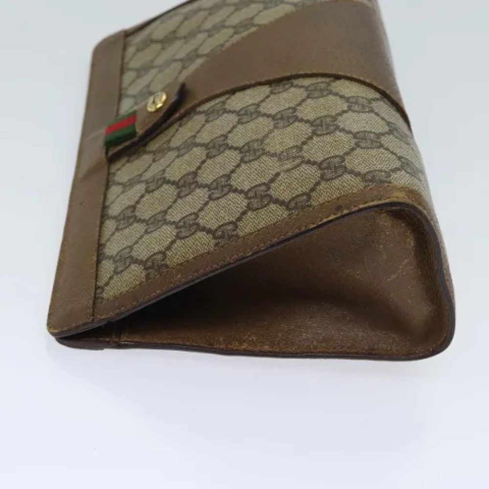 Gucci Vintage Pre-owned Leather clutches Beige Dames