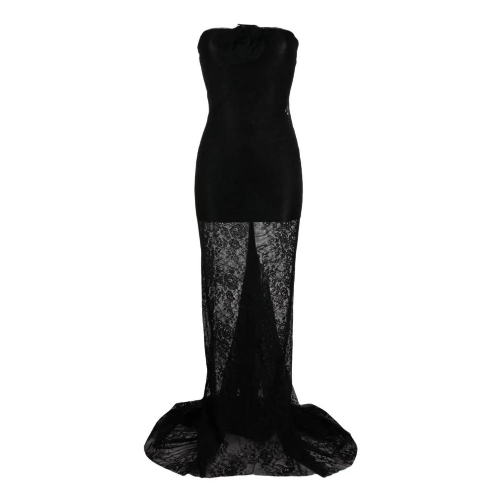 Giuseppe Di Morabito Zwarte strapless bloemenkanten jurk Black Dames