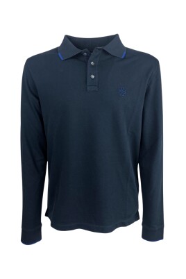 polo-a-manches-longues-bleu-brode
