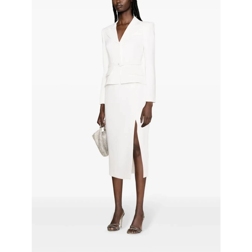 Self Portrait Elegante Witte Kant Midi Jurk White Dames