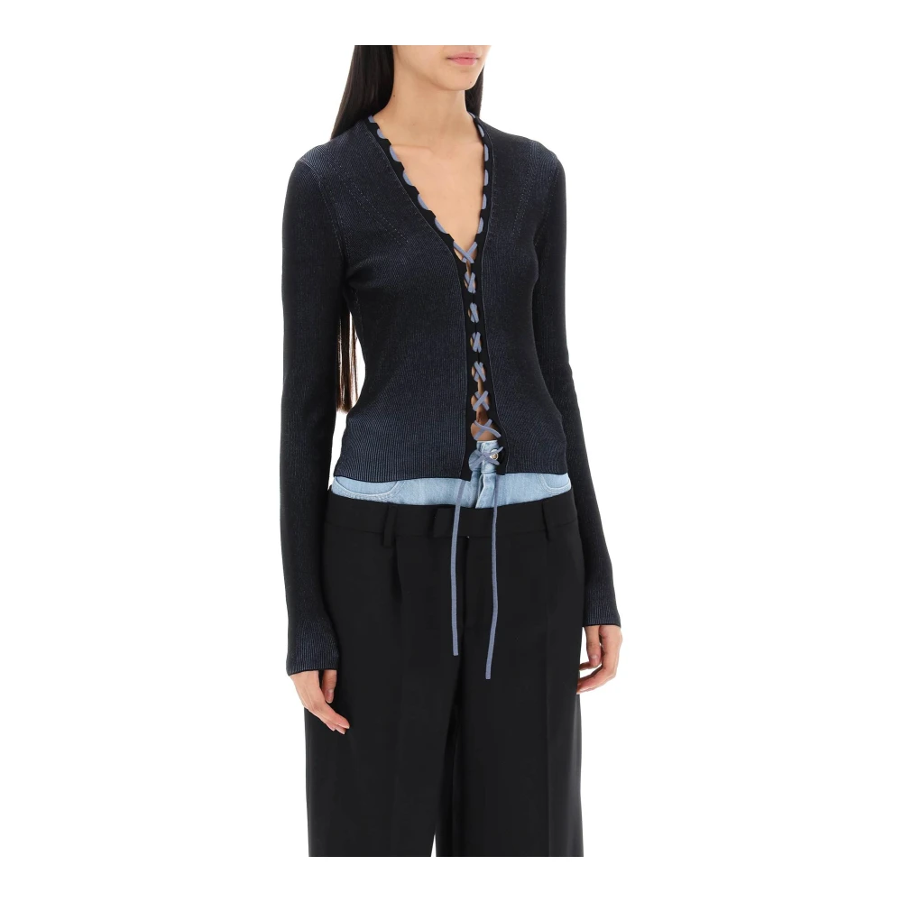 Dion Lee Tweekleurige vetercardigan Black Dames