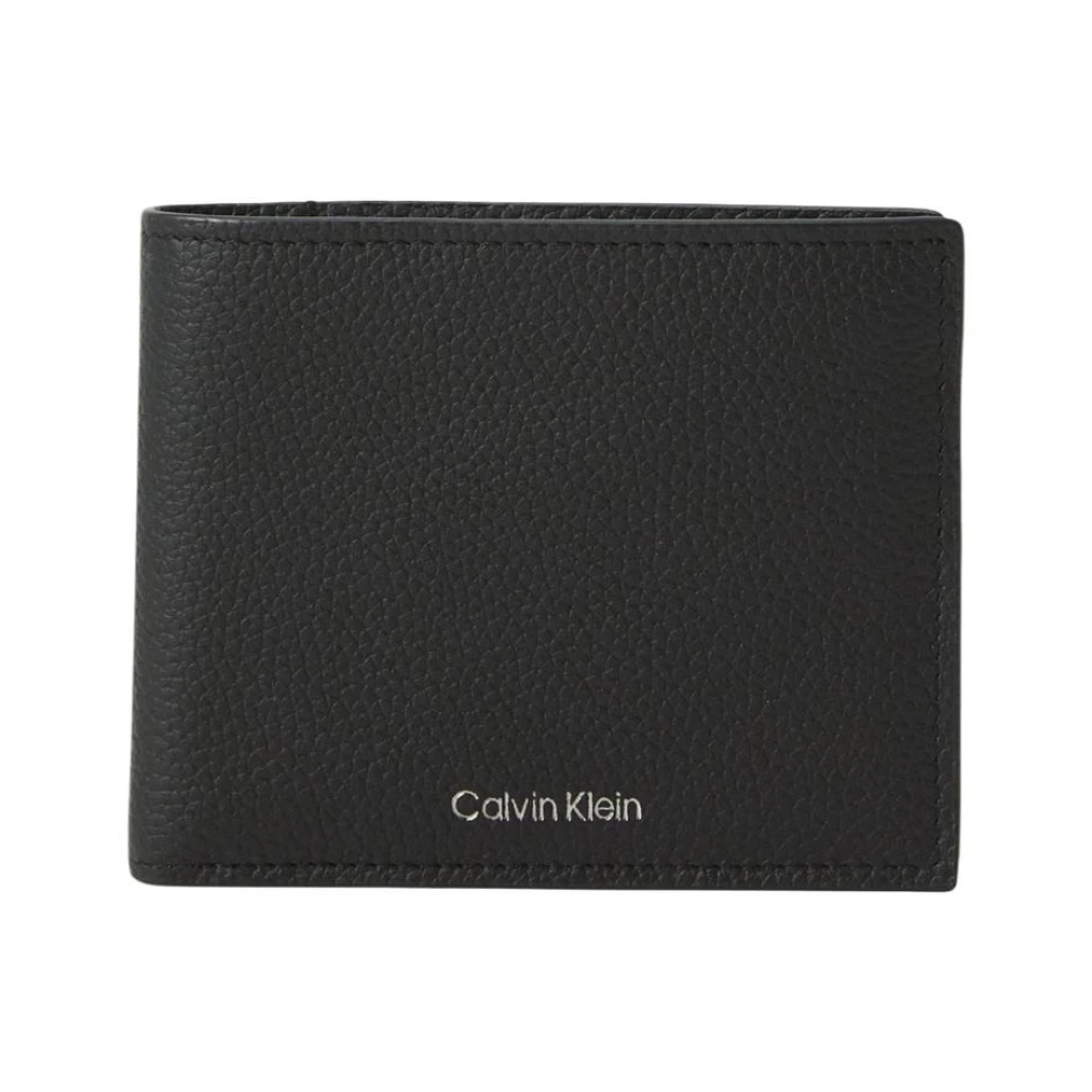 Calvin Klein Men's Black Leather Wallet With Inside Compartts - Wallets & Cardholders - One Size - Accessories