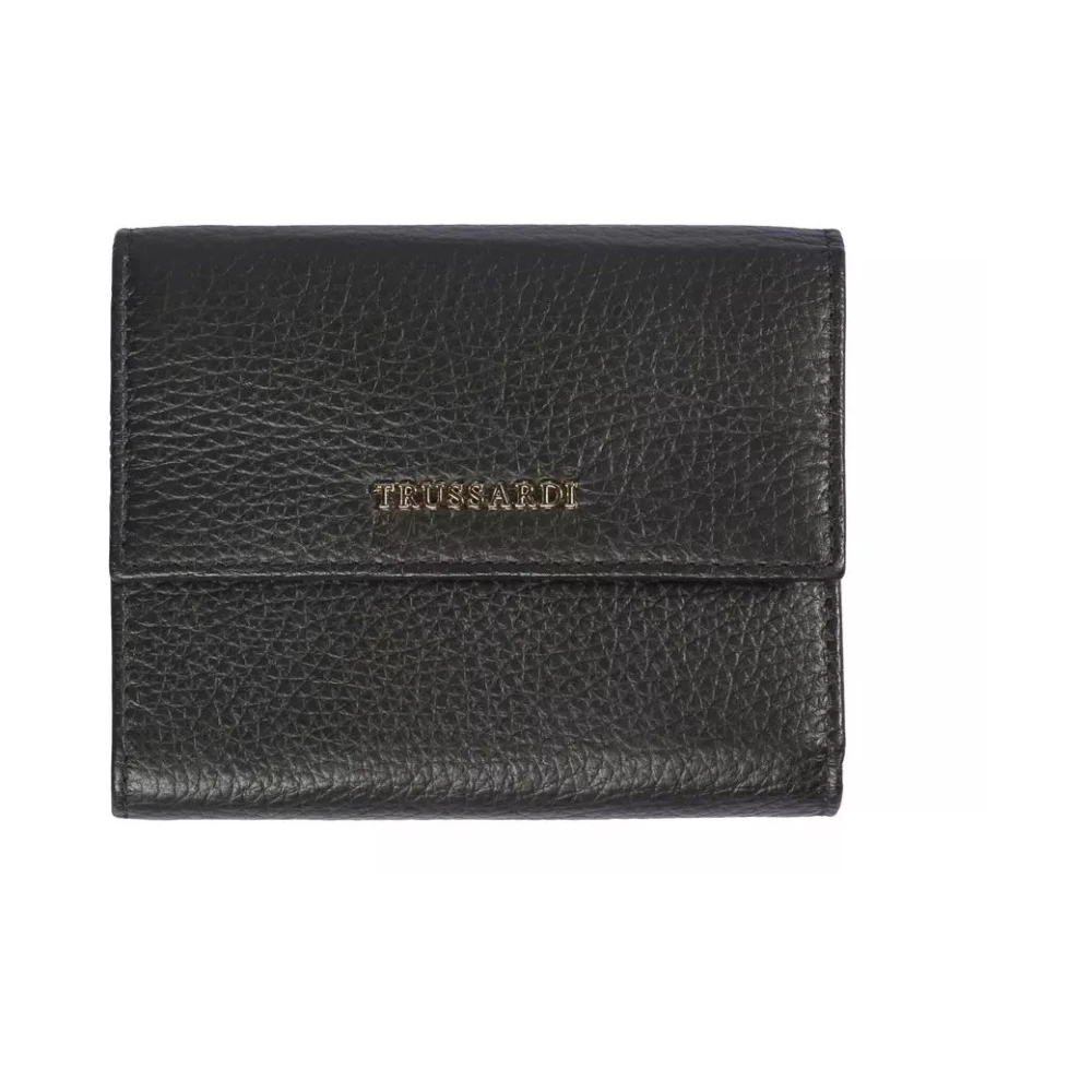 Trussardi sportemonnee van geperst leer met drukknoopsluiting Black