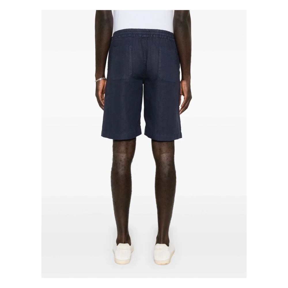 Fedeli Linnen Elastische Trekkoord Shorts Blue Heren