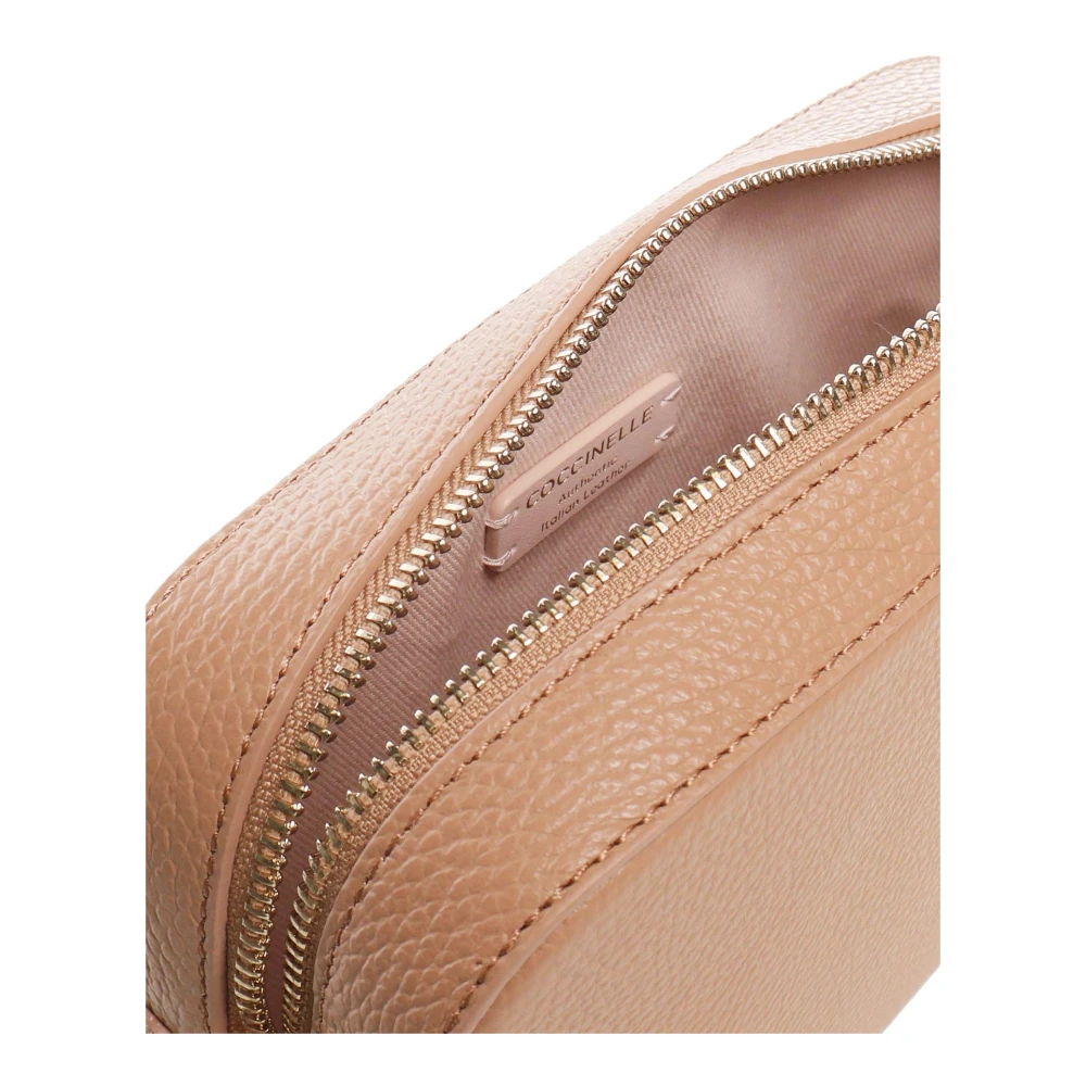 Coccinelle Stijlvolle leren crossbody tas met rits Beige Dames