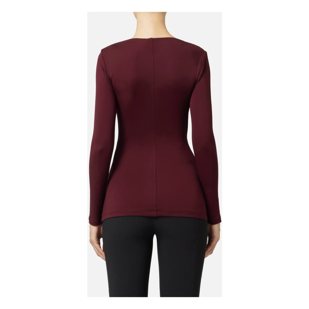 Elisabetta Franchi Gedrapeerde Jersey Trui met Metalen Logo Red Dames