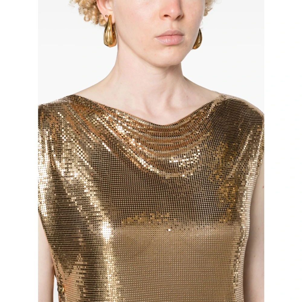 Paco Rabanne Gedrapeerd Gouden Top Yellow Dames