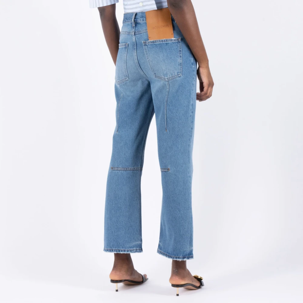 Jacquemus Hoge Taille Cropped Flare Jeans Blue Dames