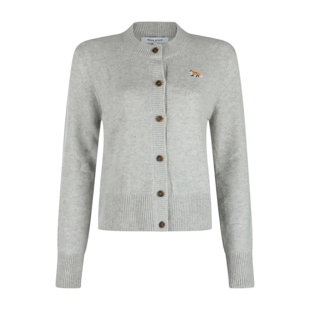 Maison Kitsuné Baby Fox Patch Cardigan Sweaters Gray Dames