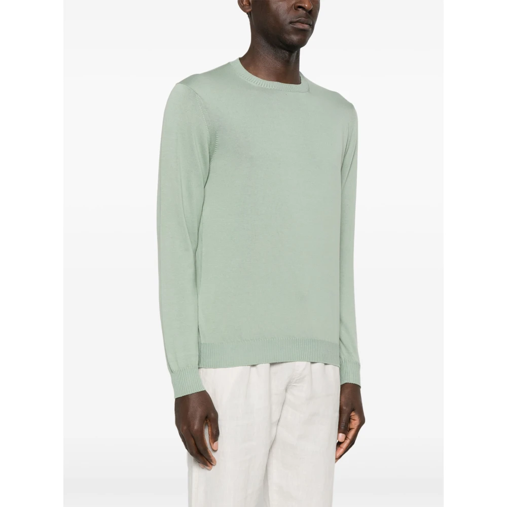 Fedeli Katoenen trui Made in Italy Green Heren