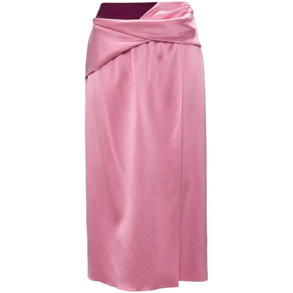 JW Anderson Roze Satijnen Gedrapeerde Rok Pink Dames