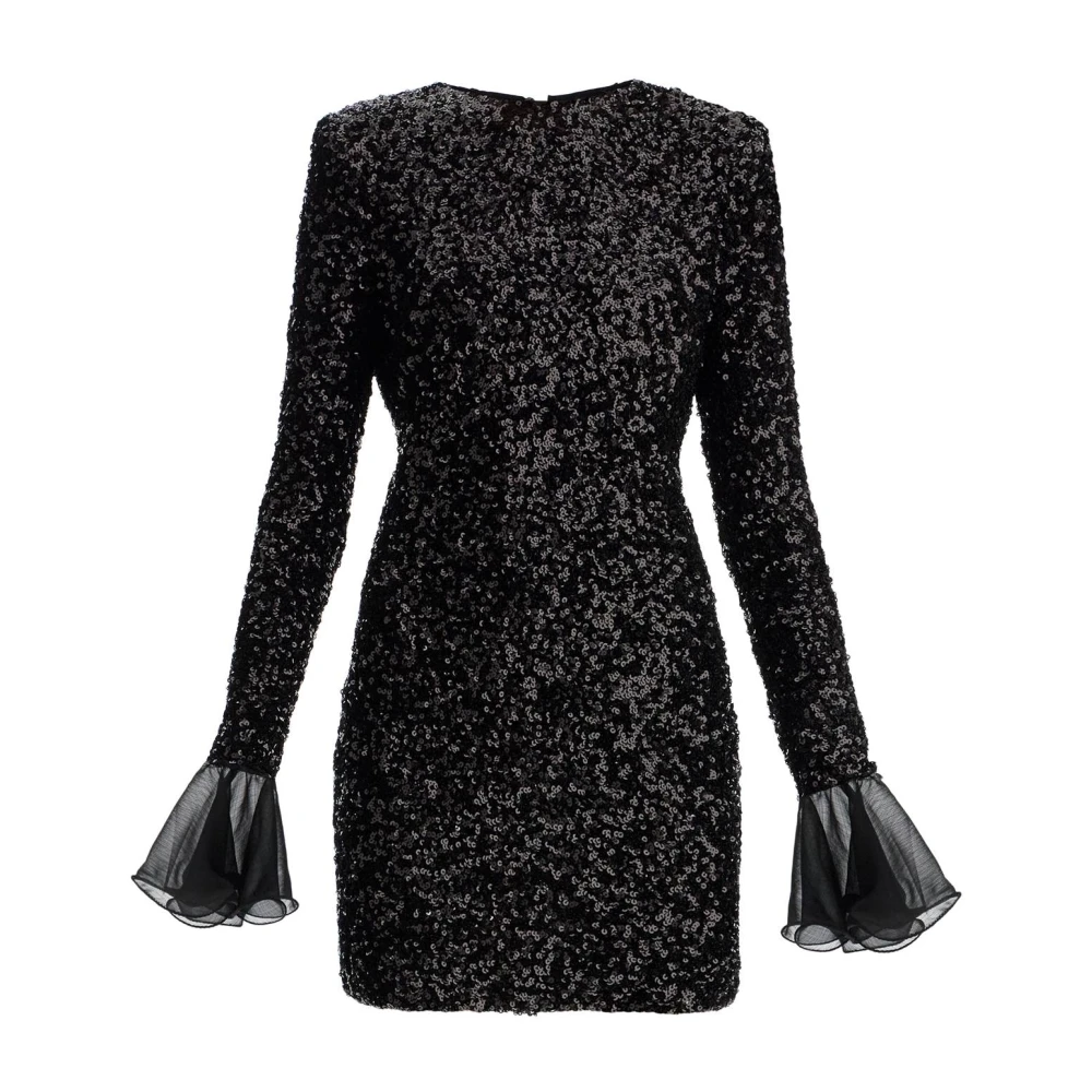 Rotate Birger Christensen Sequin Mesh Mini Jurk met Cut-Out Black Dames