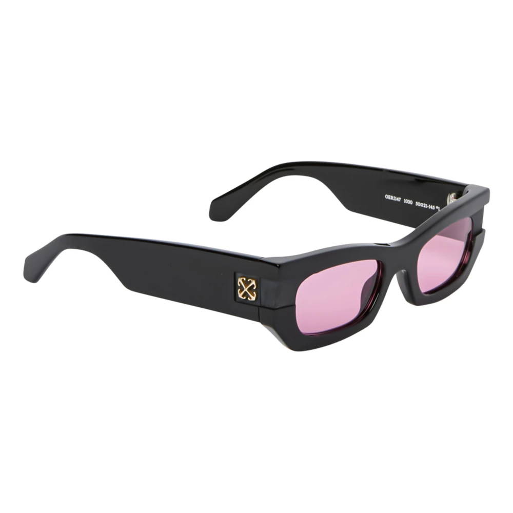 Off White Unisex Black Cat-Eye Sunglasses Glossy