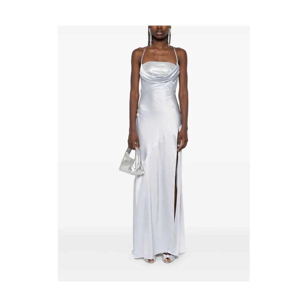 Retrofête Blauwe Spaghetti Strap Jurk met Kristalversiering Blue Dames