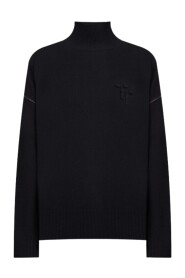 Czarne Swetry z Teksturowanymi Aplikacjami