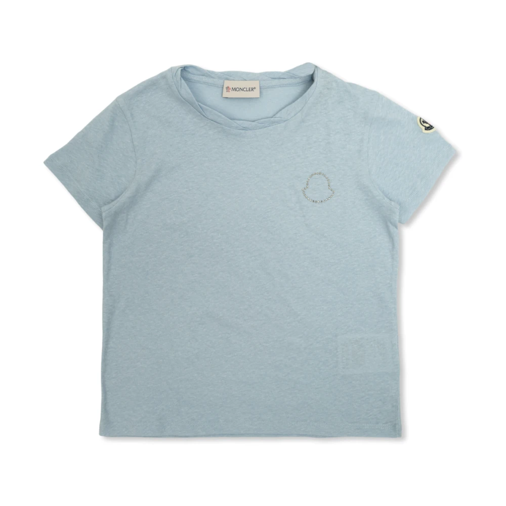 Moncler Blue Kids Short Sleeve T-Shirts, Unisex, 12 Y, T-Shirt With Logo