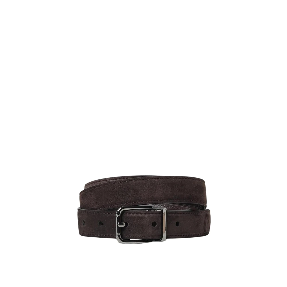 Dolce & Gabbana Men's Black Belts,, Classic Leather Belt With Buckle Medium