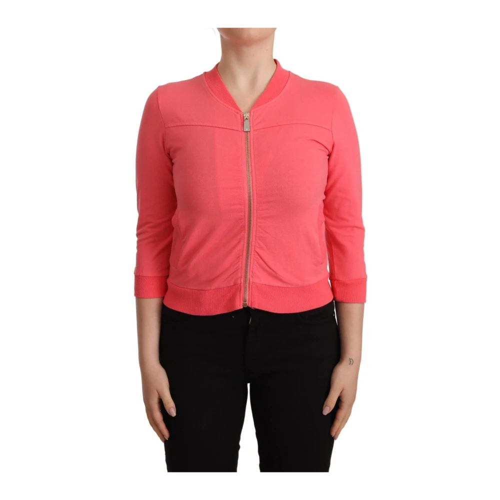 Blumarine Pink 3/4 Sleeve Zip Embellished Sweater - IT40|S - Image 2