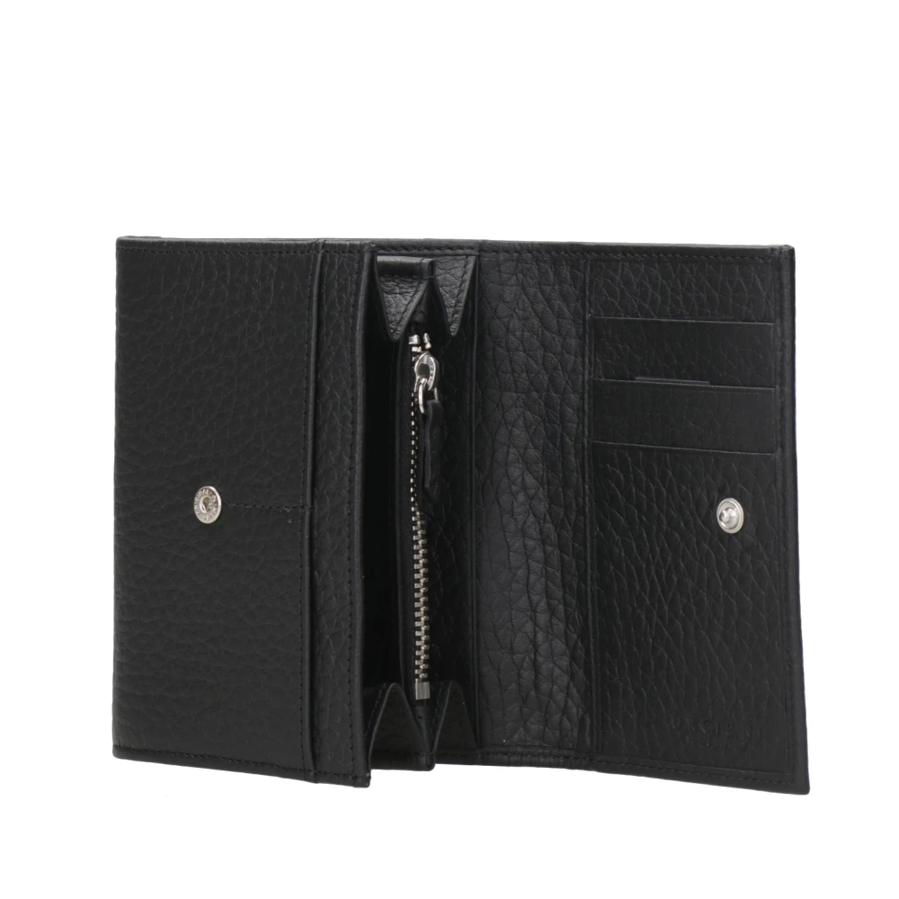Orciani Zwarte Leren Envelop Portemonnee Rfid Bescherming Black Dames