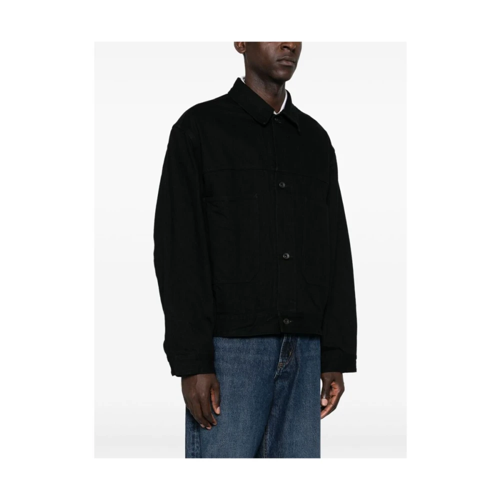 Studio Nicholson Zwarte Denim Jack met Klassieke Stijl Black Heren