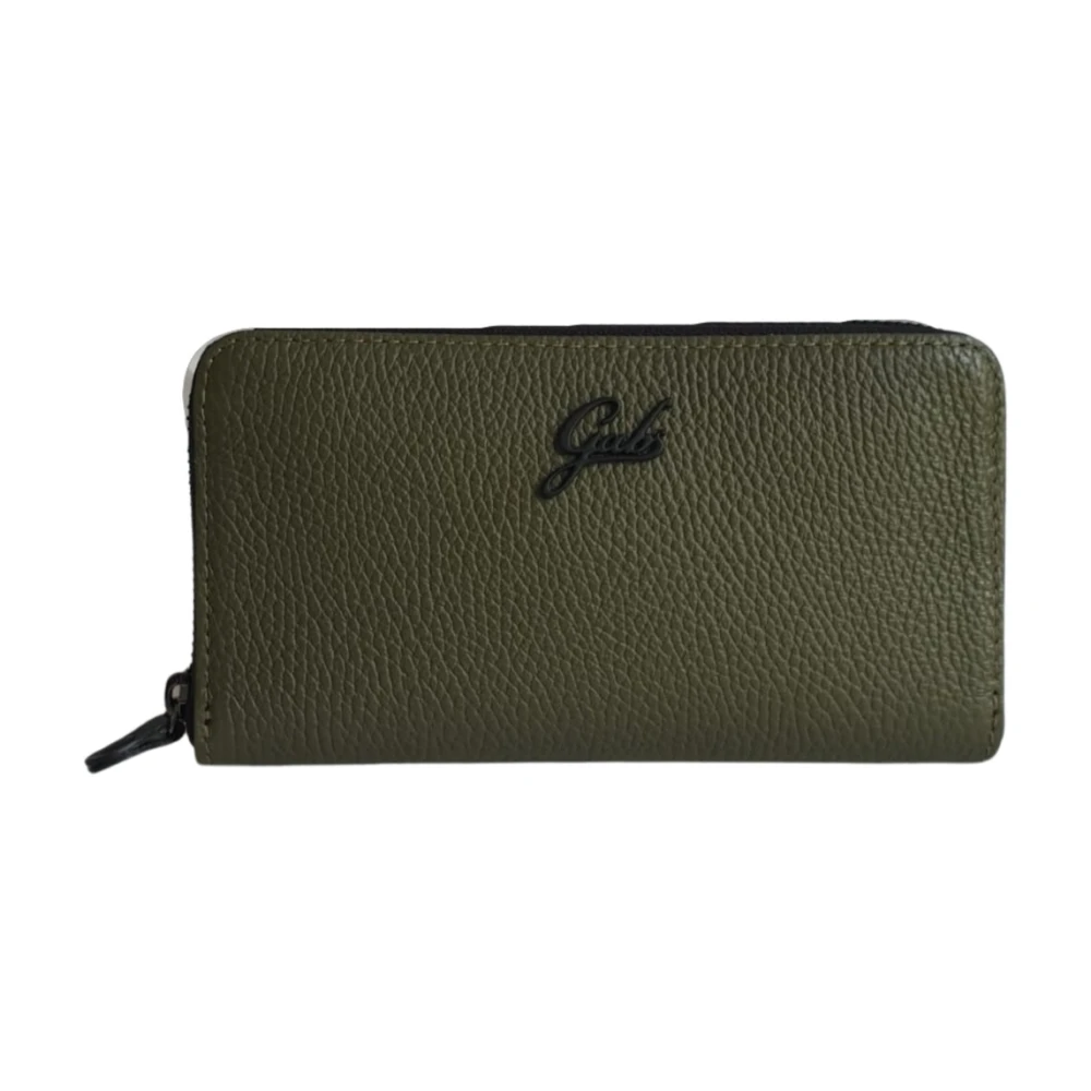 Gabs Women's Green Leather Wallet With Zipper Closure