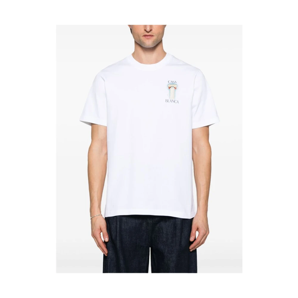 Casablanca Wit Logo Print Crew Neck T-shirt White Heren