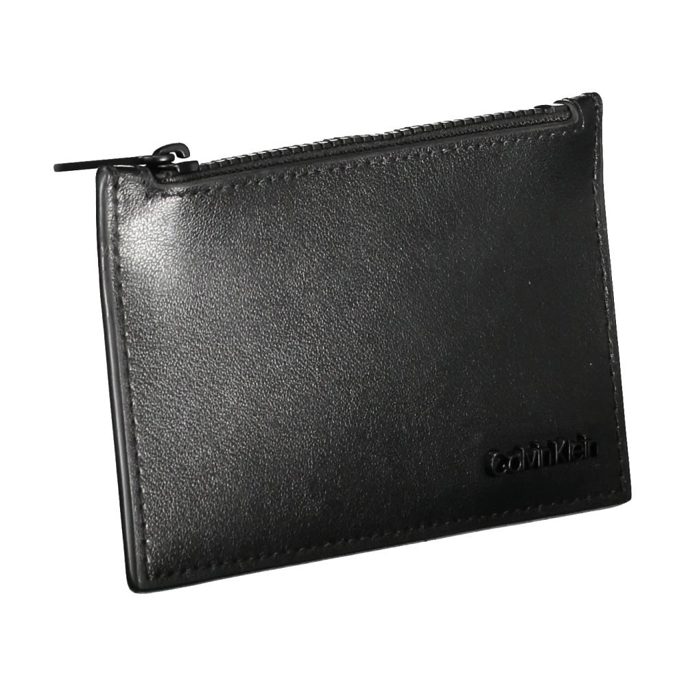 Calvin Klein Heren Portemonnee Zwart Rits Kaart Logo Black Heren