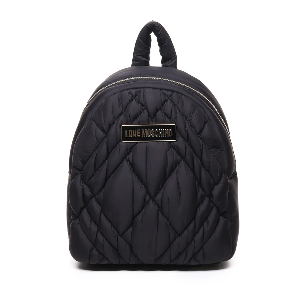 Love Moschino Gewatteerde Zwarte Rugzak met Verstelbare Banden Black Dames