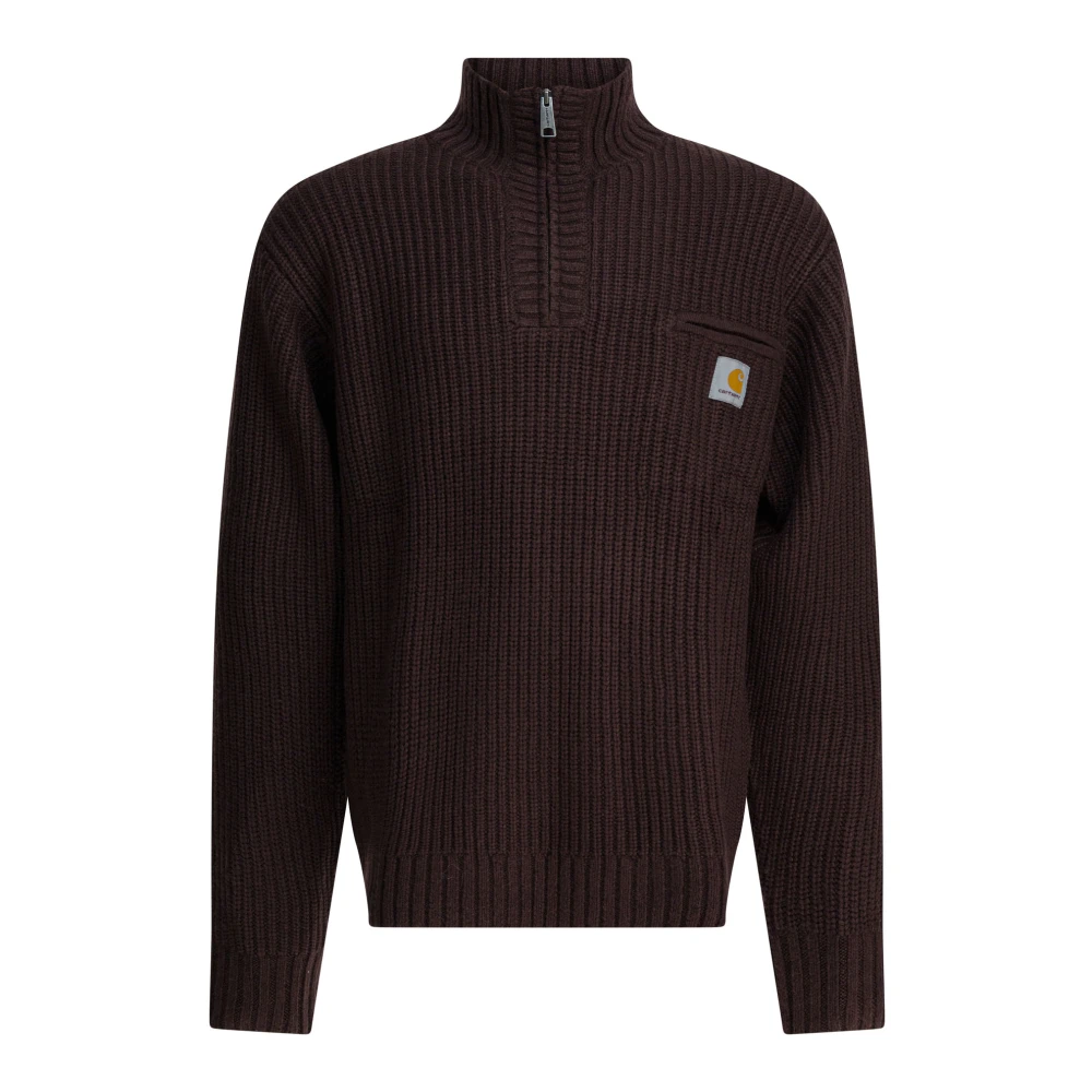 Carhartt Wip Men's Brown Turtlenecks, L, Detroit Half Zip Jumper