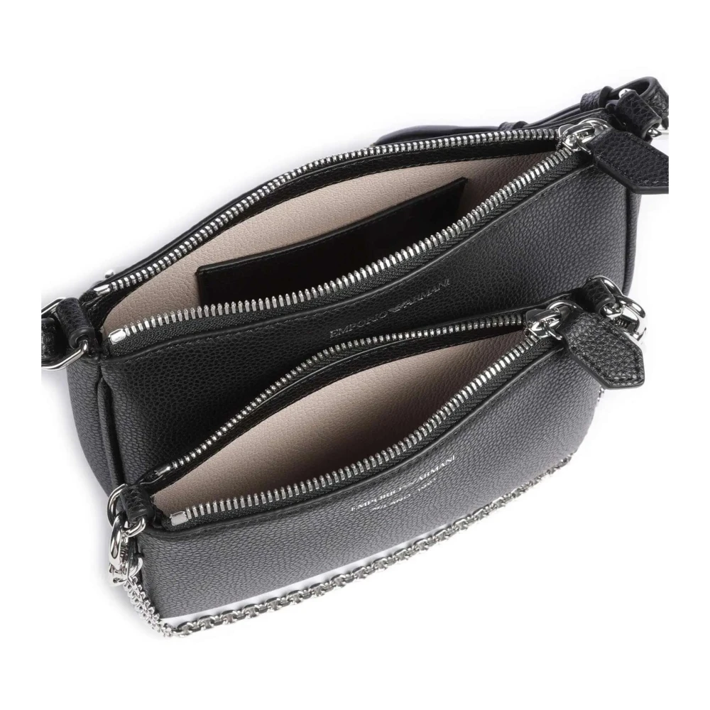 Emporio Armani Veganistisch lederen crossbodytas met gehamerd textuur Black Dames