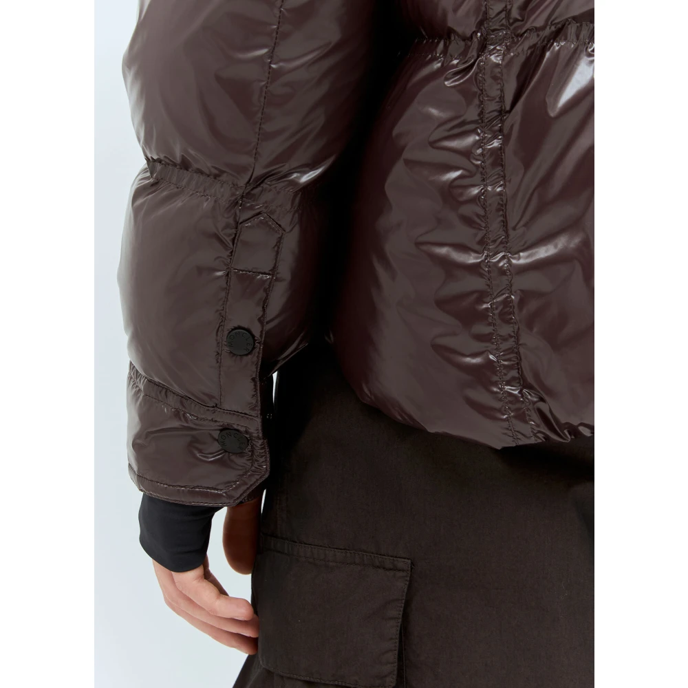 Moncler Glanzende Finish Overhemdjasje met Logo Brown Heren