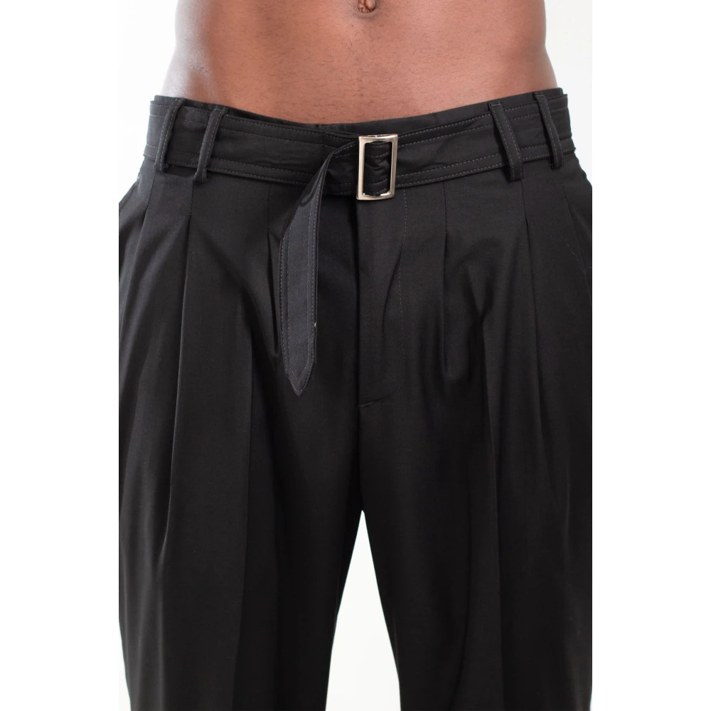 Costumein 3-Pleats Riem Broek Black Heren