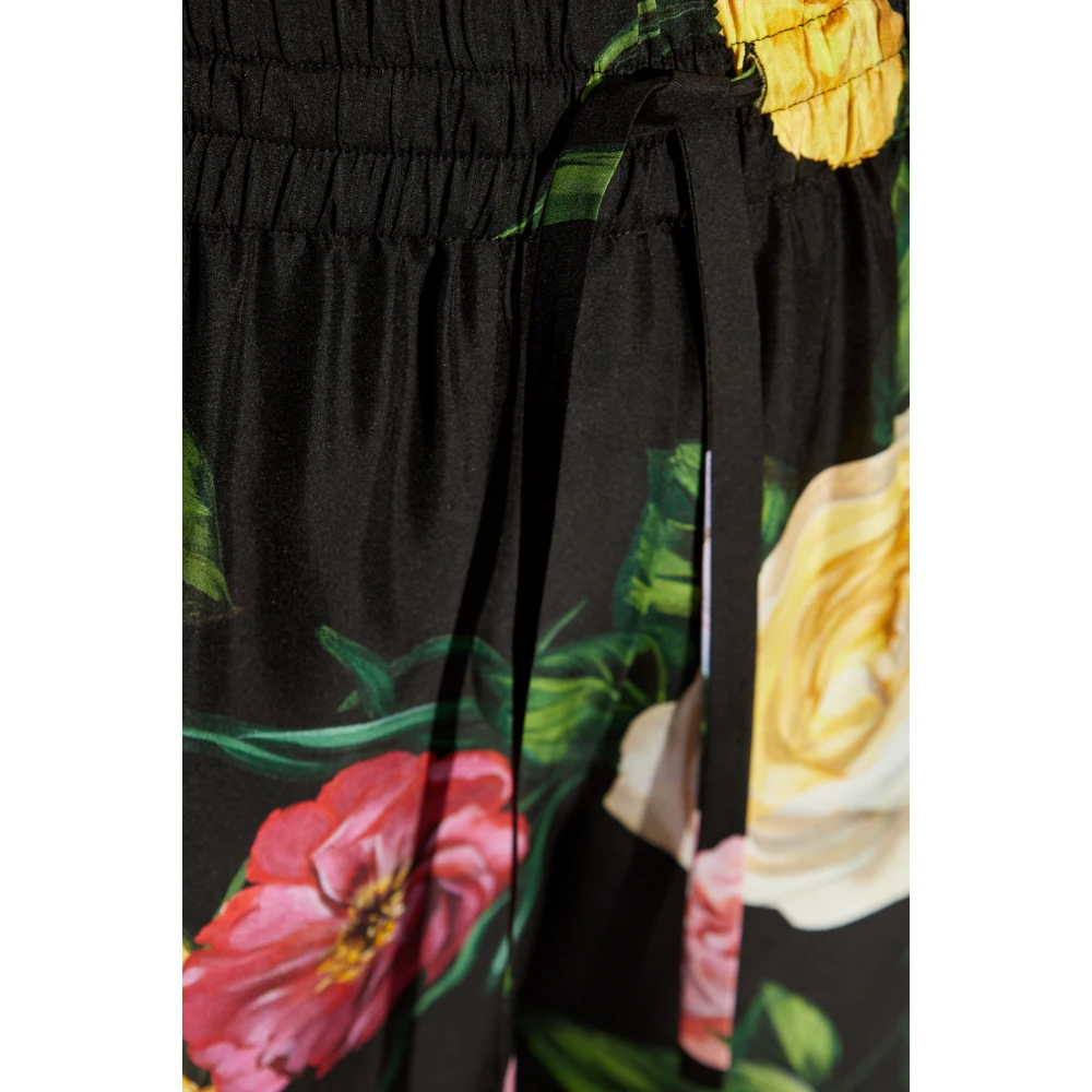 Dolce & Gabbana Zijden broek met bloemenmotief Multicolor Dames