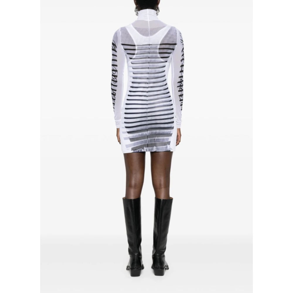 Jean Paul Gaultier Verenprint Mesh Korte Jurk Blue Dames