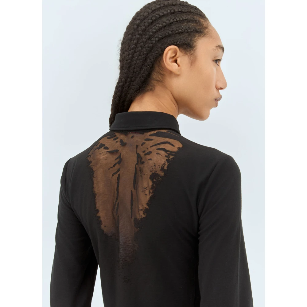 Diesel Doorschijnende Panel Jurk Black Dames