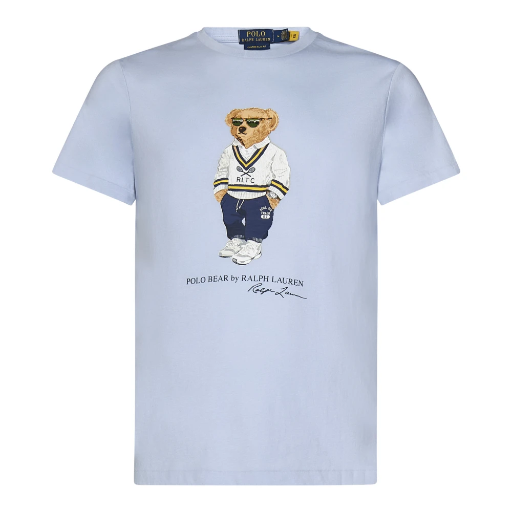 Polo Ralph Lauren Heldere Blauwe T-shirt Slim Fit Klassiek Ontwerp Blue Heren