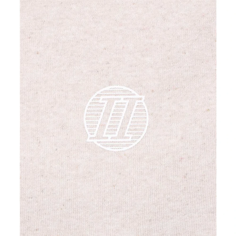 Les Deux Geribbelde Crew-neck T-shirt met Print Beige Heren