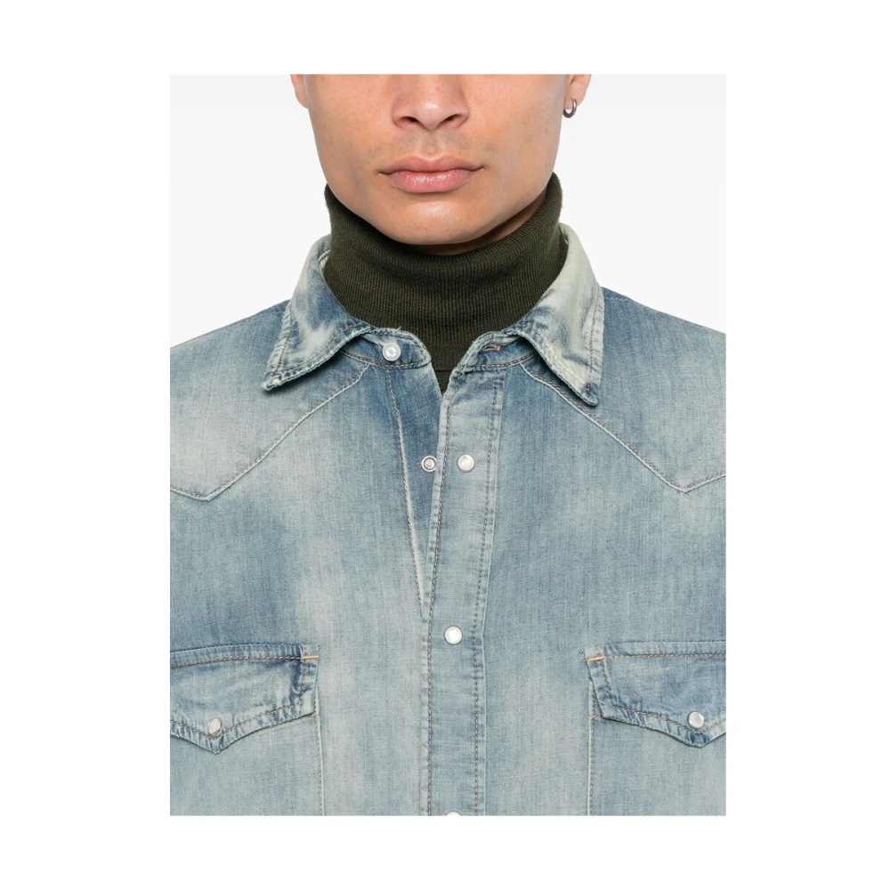 Jacob Cohën Western Style Denim Shirt Blue Heren
